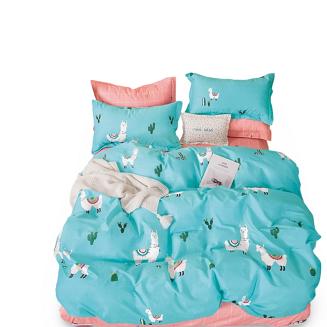 Pościel dla dzieci 160x200 turkusowa różowa w lamy