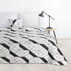 Narzuta dekoracyjna GEO 200x220 ekri czarna geometria