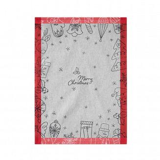 Ścierka kuchenna świąteczna 50x70 ZWOLTEX Snow Christmas szara czerwona