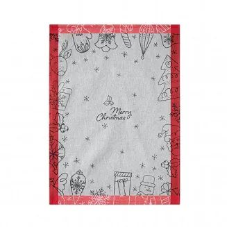 Ścierka kuchenna świąteczna 50x70 ZWOLTEX Snow Christmas szara czerwona