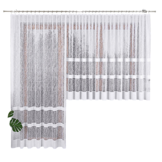 Firanka żakardowa gotowa na żabki WIKTORIA 300x250 biała