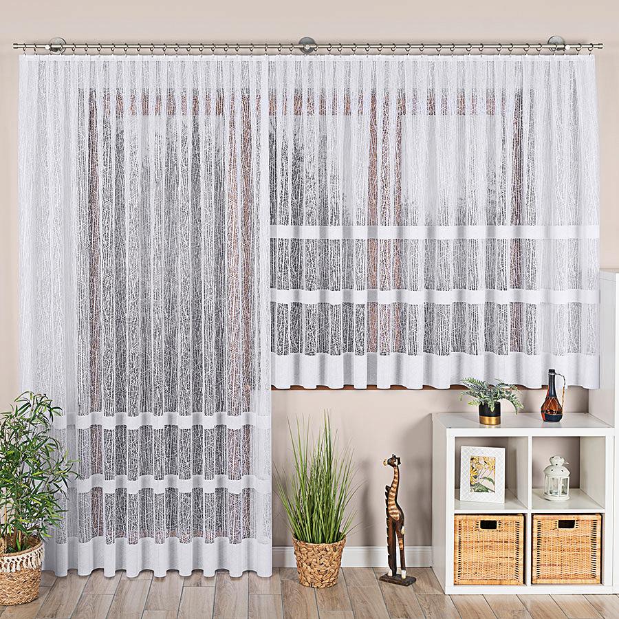 Firanka żakardowa gotowa na żabki WIKTORIA 300x250 biała