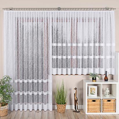 Firanka żakardowa gotowa na żabki WIKTORIA-1 300x250 biała