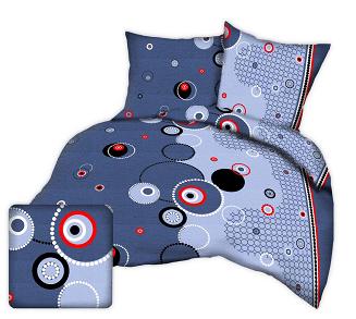 Pościel z kory 200x220 wzór okręgi na błękicie