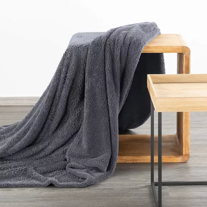 Koc narzuta LORI 150x200 Design91 stalowy miękki i puszysty