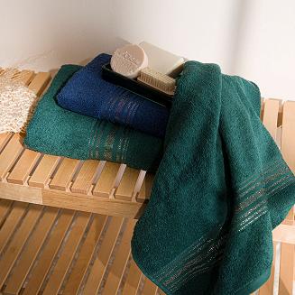 Ręcznik bawełniany OSKAR 70x140 szmaragdowy bordiura z szampańską nicią