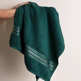 Ręcznik bawełniany OSKAR 70x140 szmaragdowy bordiura z szampańską nicią