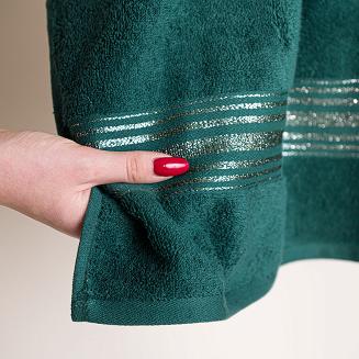 Ręcznik bawełniany OSKAR 70x140 szmaragdowy bordiura z szampańską nicią