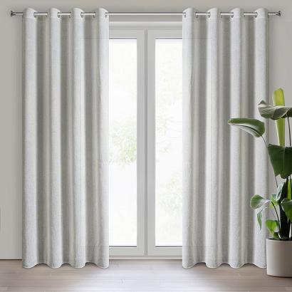 Zasłona gotowa na przelotkach ABBY 140x270 Eurofirany naturalna miedziana struktura siatki bukla