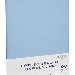 Prześcieradło bawełniane bez gumki SIMPLY 220x240 błękitne