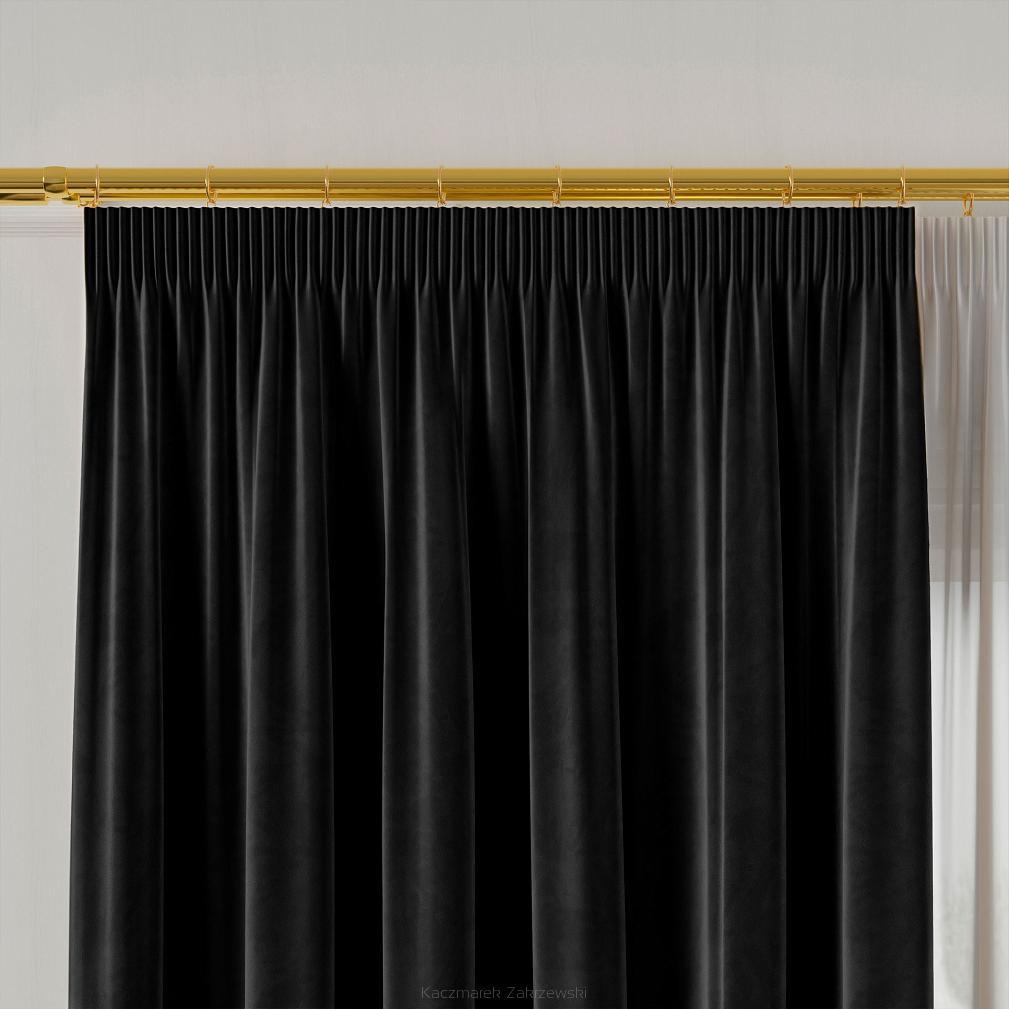 Zasłona gotowa na taśmie VELVI 140x230 czarna