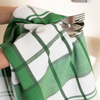 Ścierka kuchenna bawełna egipska KRATI 50x70 kratka biała zielona