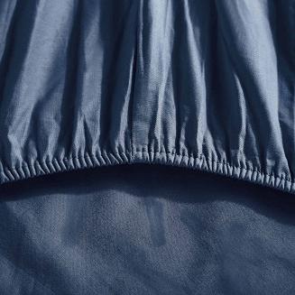 Prześcieradło satyna bawełniana z gumką 160x200 SIN granatowe