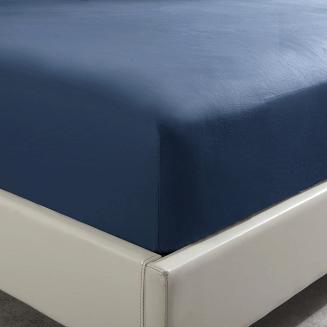 Prześcieradło satyna bawełniana z gumką 160x200 SIN granatowe