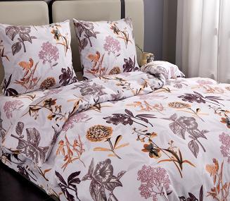 Pościel polarowa 160x200 welur szara ruda bordowa jesienne kwiaty