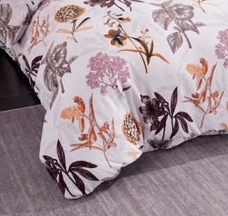 Pościel polarowa 160x200 welur szara ruda bordowa jesienne kwiaty