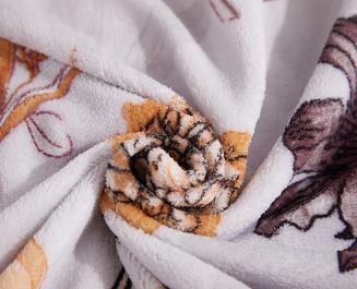 Pościel polarowa 160x200 welur szara ruda bordowa jesienne kwiaty