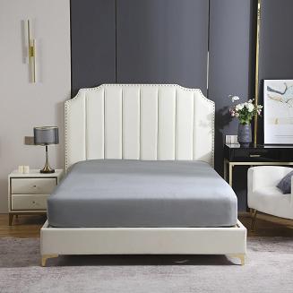 Prześcieradło satyna bawełniana z gumką 200x200 SIN grafitowe