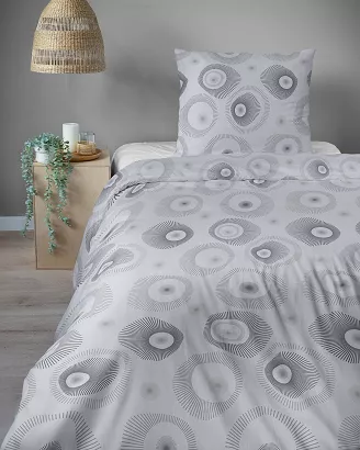 Pościel satynowa Home Satin 140x200 szara fantazyjna geometria