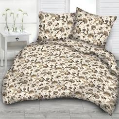 Pościel z kory 160x200 kwiatowe ornamenty na kremowym tle