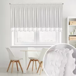 Firana gotowa na taśmie LUISA 400x80 Eurofirany  biała z falbanami na dole