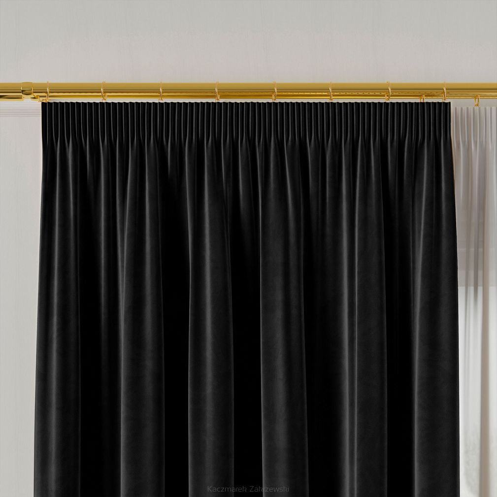 Zasłona gotowa na taśmie VELVI 140x250 czarna