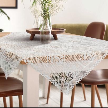 Obrus dekoracyjny ROSALY 85x85 Eurofirany biały ażurowy