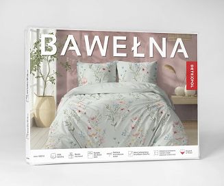 Pościel bawełniana 160x200 Detexpol szałwiowa pastelowe kwiaty i polne rośliny