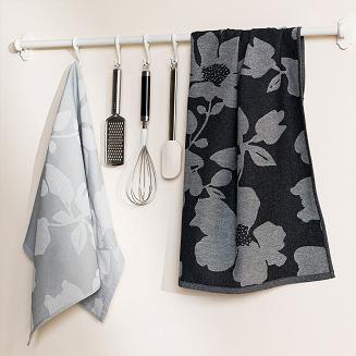 Ścierka kuchenna bawełna egipska SOFIKO 50x70 kwiaty czarna szara