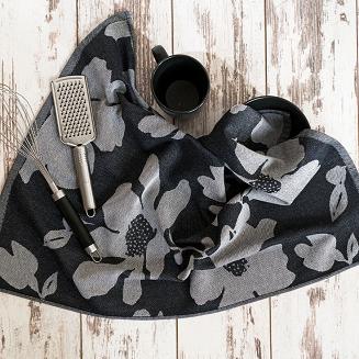 Ścierka kuchenna bawełna egipska SOFIKO 50x70 kwiaty czarna szara