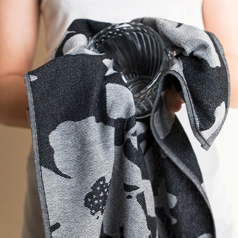 Ścierka kuchenna bawełna egipska SOFIKO 50x70 kwiaty czarna szara