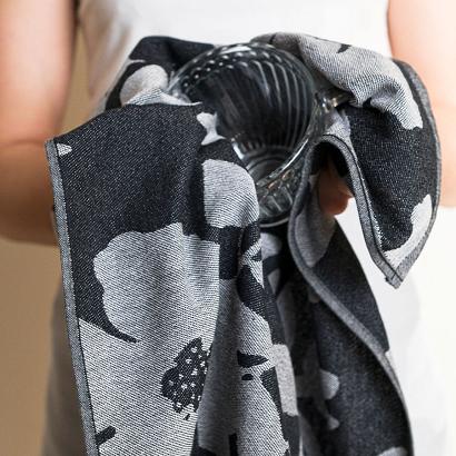 Ścierka kuchenna bawełna egipska SOFIKO 50x70 kwiaty czarna szara