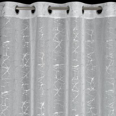 Firana gotowa na przelotkach REVA 140x250 Eurofirany biała srebrna nadruk