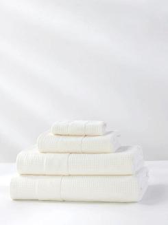 Ręcznik bawełniany wafel Checky 70x140 biały z ozdobną bordiurą