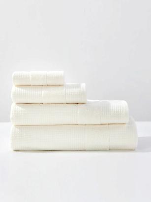 Ręcznik bawełniany wafel Checky 70x140 biały z ozdobną bordiurą