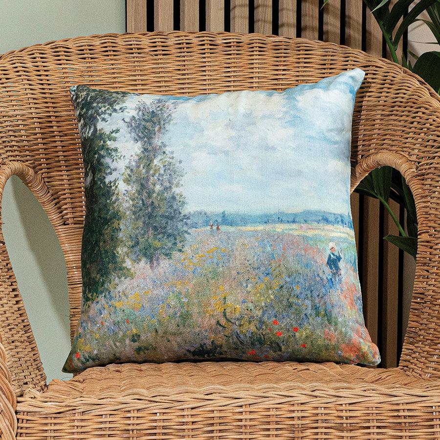 Poszewka dekoracyjna ŁĄKA Z TOPOLAMI 40x40 welwetowa wielokolorowa