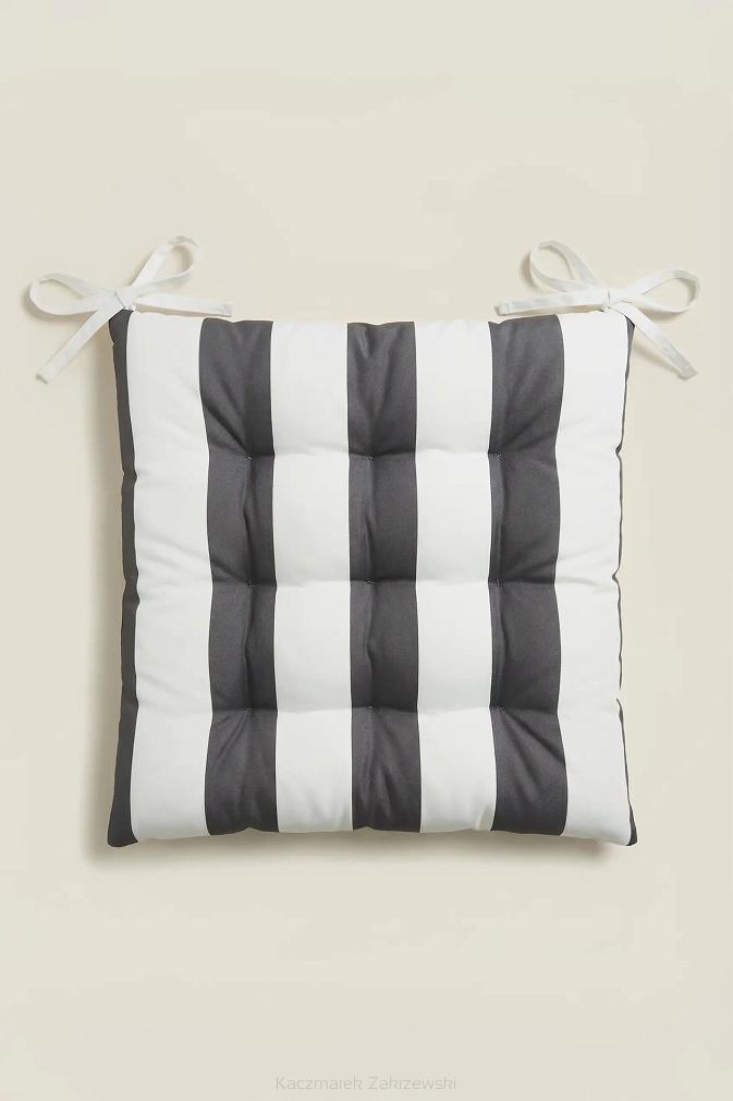 Grafitowa Poduszka Siedzisko na Krzesło Ogrodowe 40x40 STRIPES