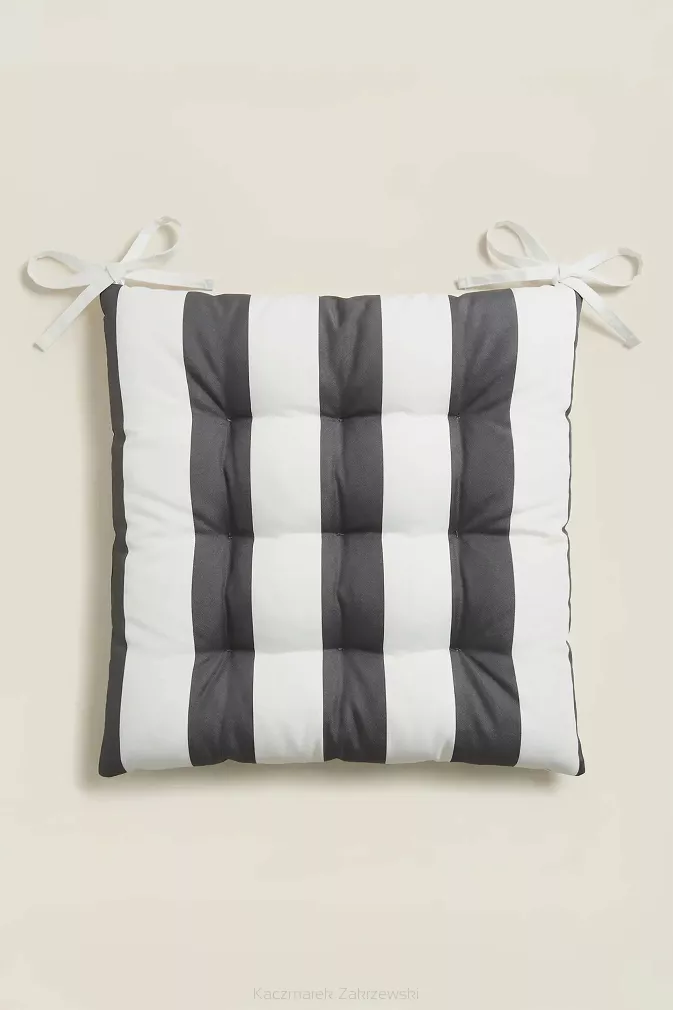 Grafitowa Poduszka Siedzisko na Krzesło Ogrodowe 40x40 STRIPES