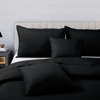 Narzuta dekoracyjna TRIO 240x260 pikowana czarna