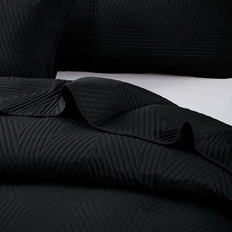 Narzuta dekoracyjna TRIO 240x260 pikowana czarna