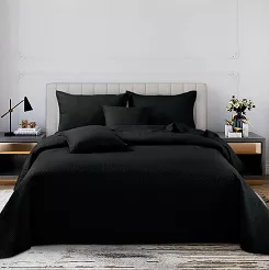 Narzuta dekoracyjna TRIO 240x260 pikowana czarna