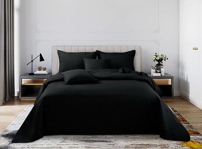 Narzuta dekoracyjna TRIO 240x260 pikowana czarna