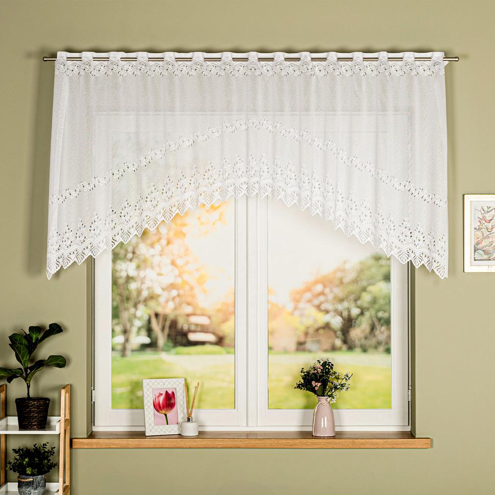 Firanka żakardowa gotowa na szelkach JAGODA 250x100 biała
