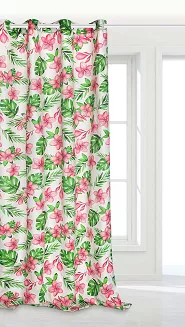 Biała Zasłona Do Salonu W Kwiaty 140x250 MONSTERA