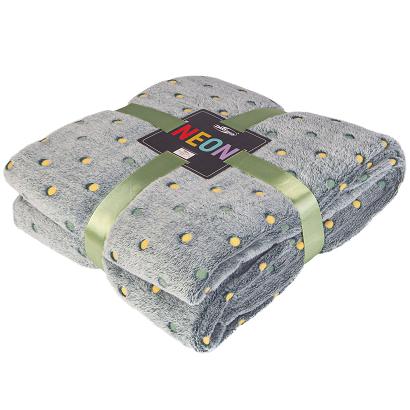 Koc narzuta z mikrofibry NEON 200x220 Darymex malachitowy w kropki