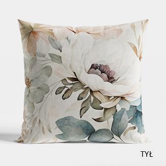 Poszewka dekoracyjna ALBA 40x40 welwetowa beżowa turkusowa piwonia