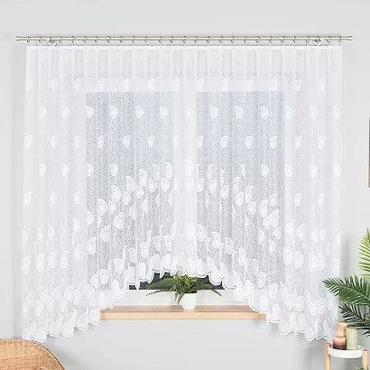 Firanka żakardowa gotowa na żabki NORA 350x180 biała