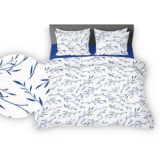 Poszewka z kory 40x40 biała granatowa herbaciane listki