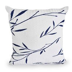 Poszewka z kory 40x40 biała granatowa herbaciane listki