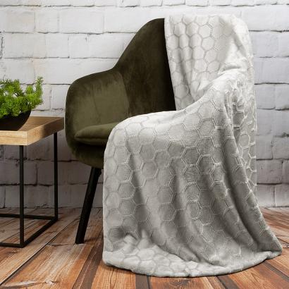 Koc narzuta ZOE2 150x200 Eurofirany srebrny wytłaczany wzór efekt 3D